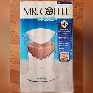 Mr. Coffee hot chocolate maker. Perfect for camping or for the kiddos.